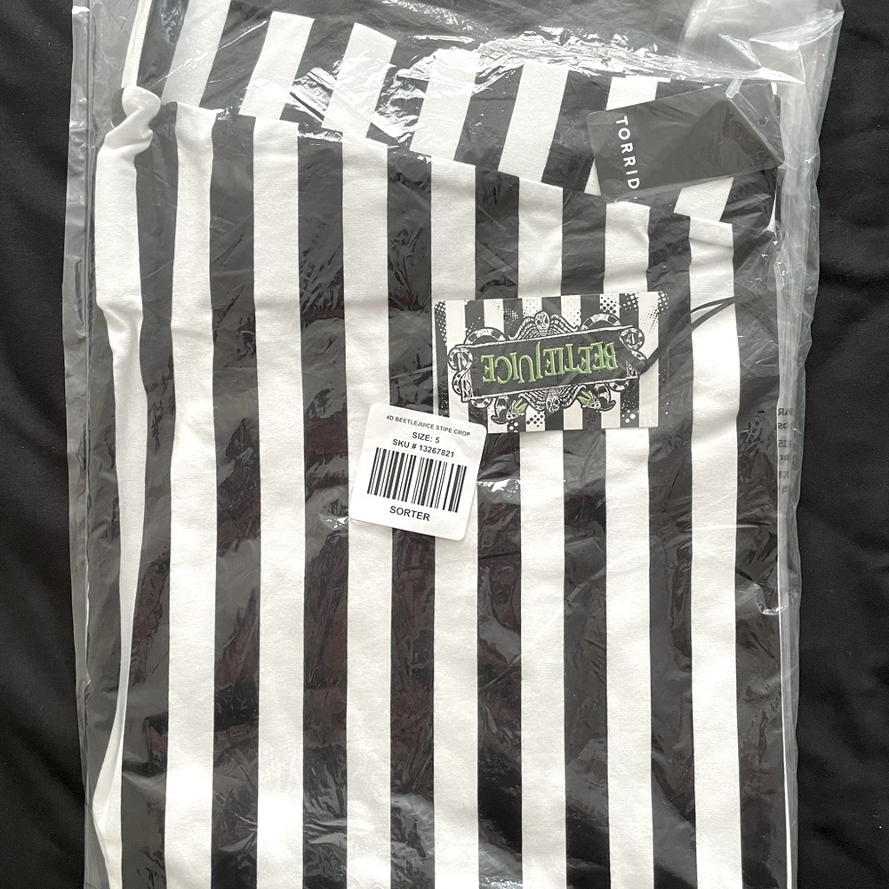 Beetlejuice Black & White Stripe Crop Legging